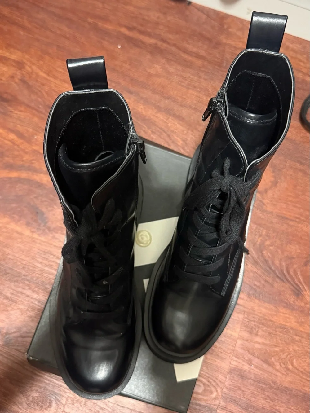Black Lace-Up Chunky Lug Sole Ankle Boots – Size 6.5